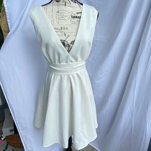 White v-neck dress